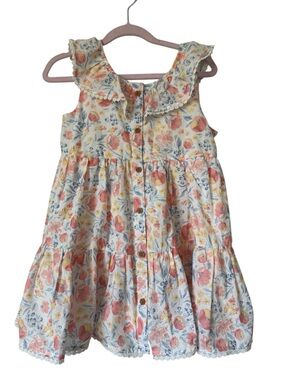 Tommy Bahama‎ Girl's Ruffle Tiered Pastel Floral Printed Button Front Dress 8
